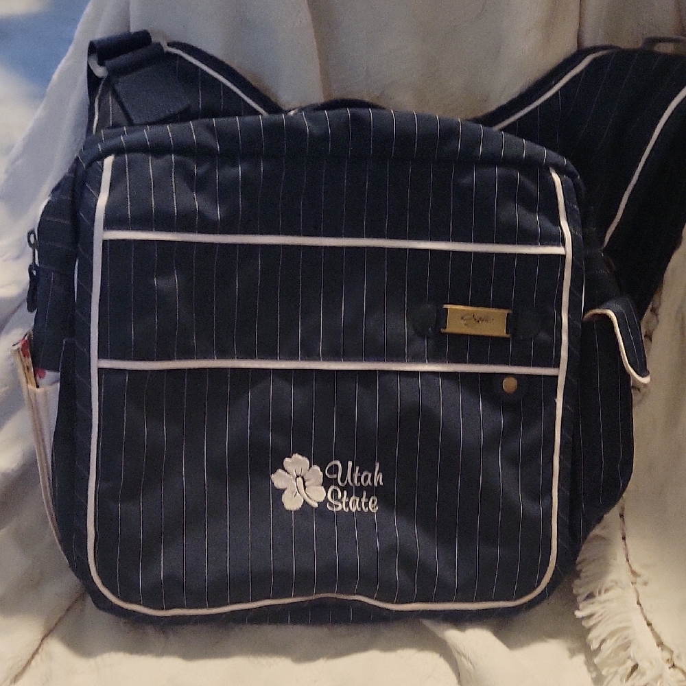 OGIO Navy Blue Striped Crossbody Bag